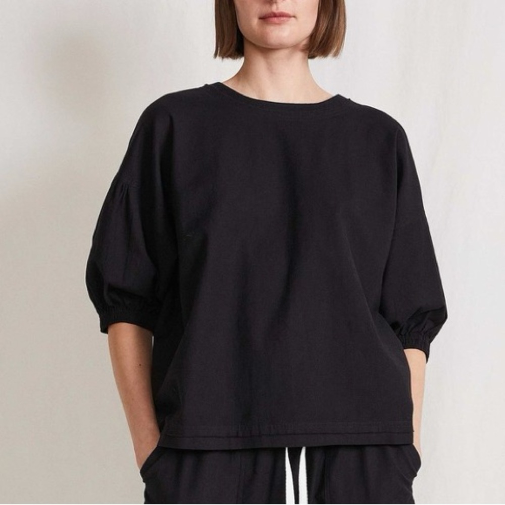 Apiece Apart- Delle tee Black Short-Sleeve puff sleeve